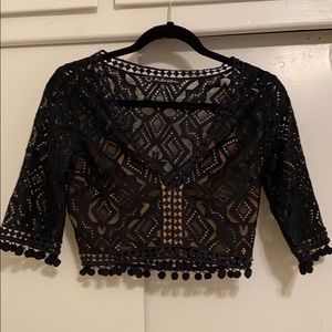 For Love and Lemons Lace Pom Pom crop